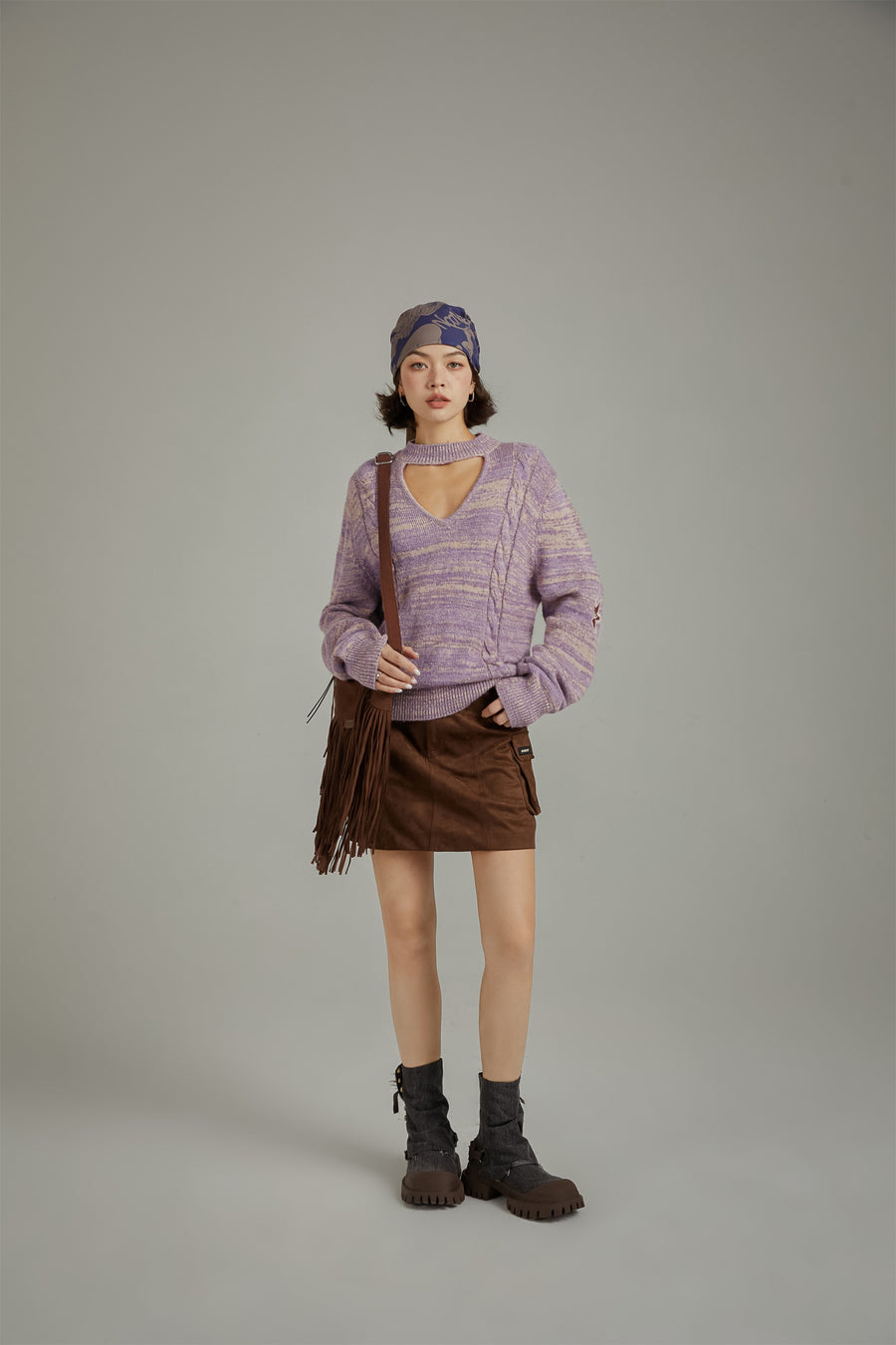 CHUU Front Cutout Loose Fit Knit Sweater