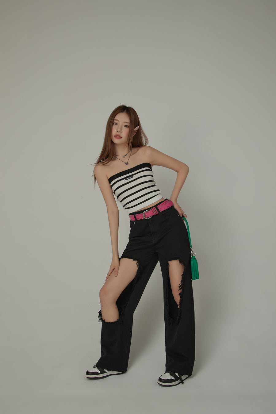 CHUU Striped Tube Crop Top