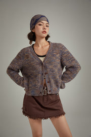 Color Knit Button Cardigan