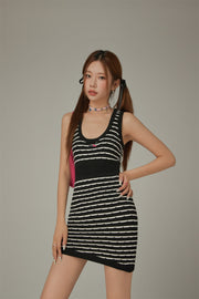 U-Neck Sleeveless Asymmetrical Mini Dress