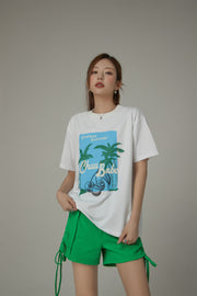 Endless Summer Printed Palm Trees Loose Fit T-Shirt