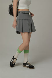 Daily Belt Loops Pleated Mini Skirt