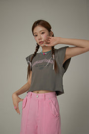 Cherry Bomb Embroidered Cropped Boxy T-Shirt