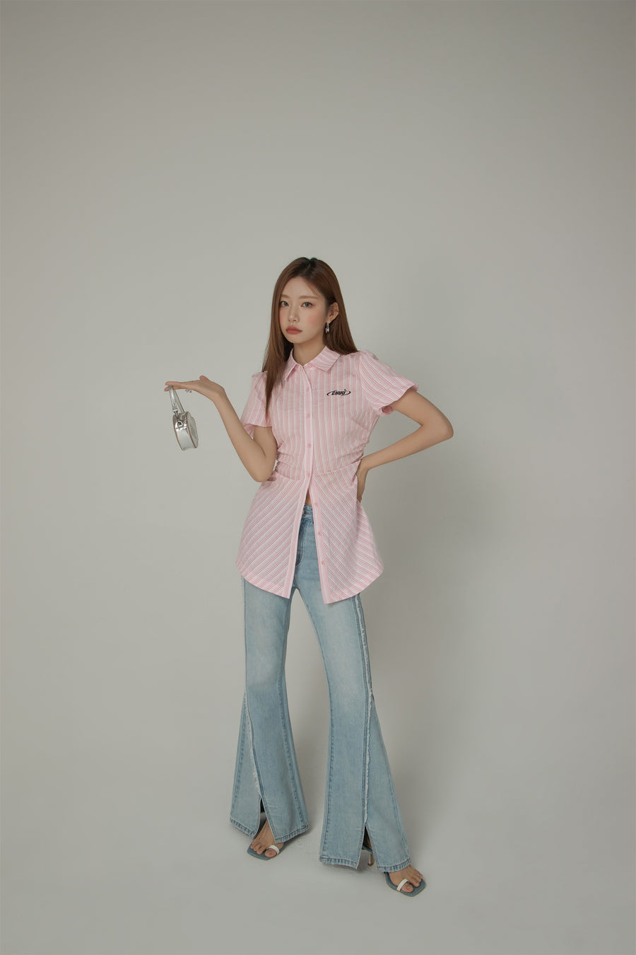 CHUU Puffy Short Sleeve Stripe Shirt