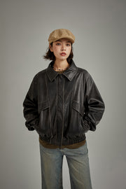 Leather Back Logo Jacket