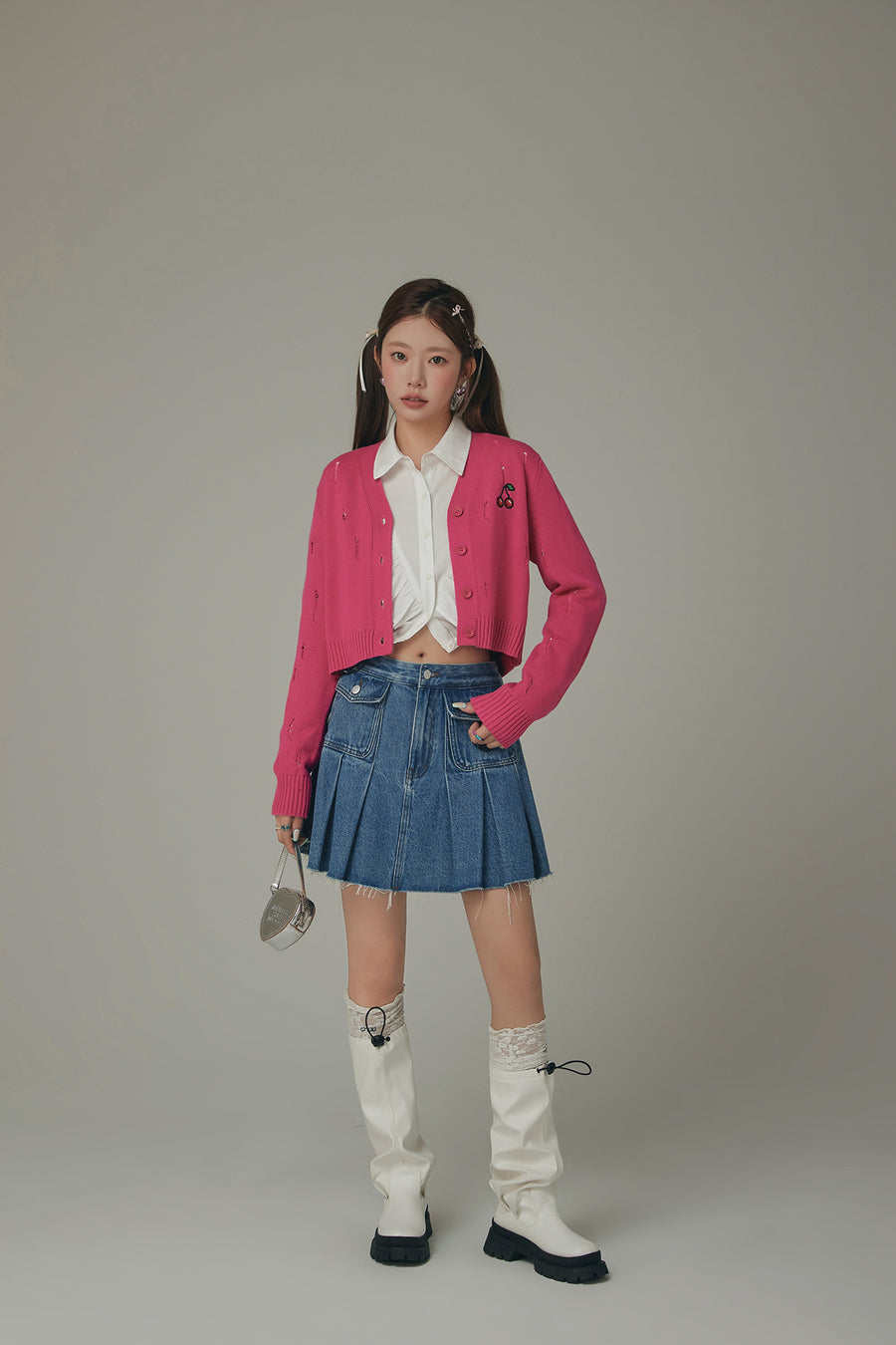 CHUU Ruffle Cropped Drawstring Shirt