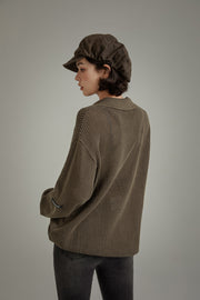 Polo Neck Loose Knit Sweater