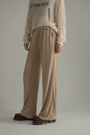 Elastic Waist Stitched Wide Casual Pants