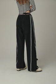 String Wide Sporty Pants