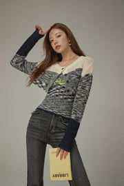 Contrast Logo Cropped Cardigan