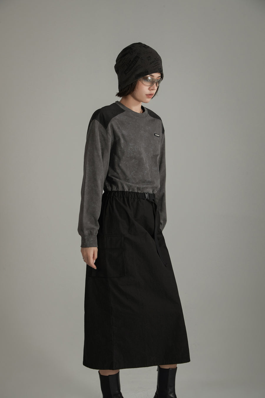 CHUU Contrast Pocket Long Dress
