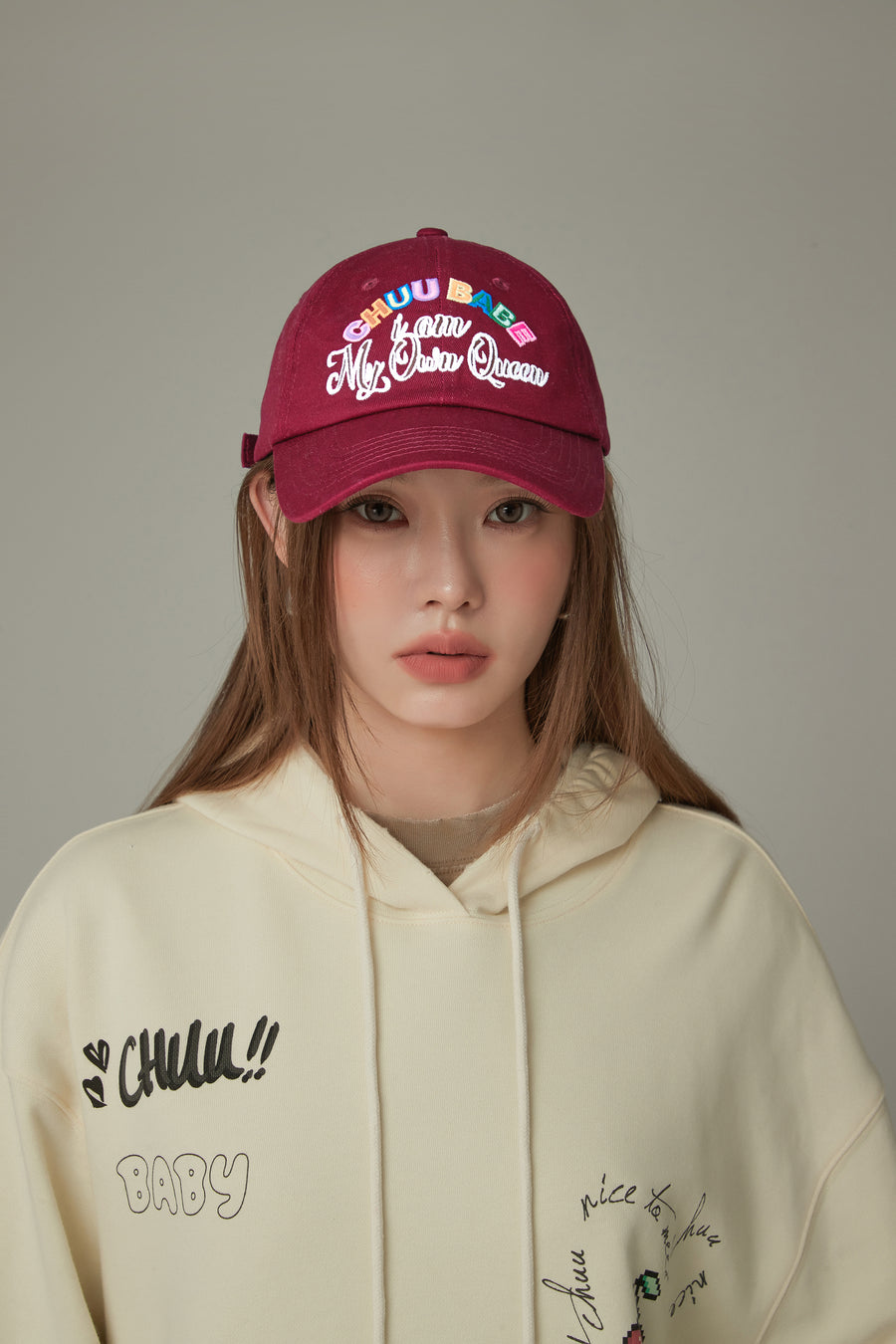 CHUU Rainbow Lettering Ball Cap