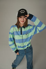 Polo Neck Stripe Sweatshirt