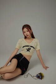 Size Doesnt Matter Chuu Star V-Neck Puff Knit Top