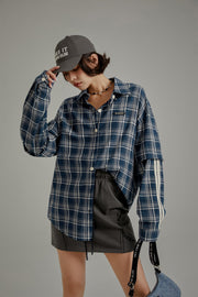 Retro Check Stitching Long Sleeve Shirt