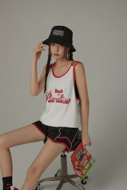 Back To Paradise Colorblocked Letter Printed Sleeveless T-Shirt