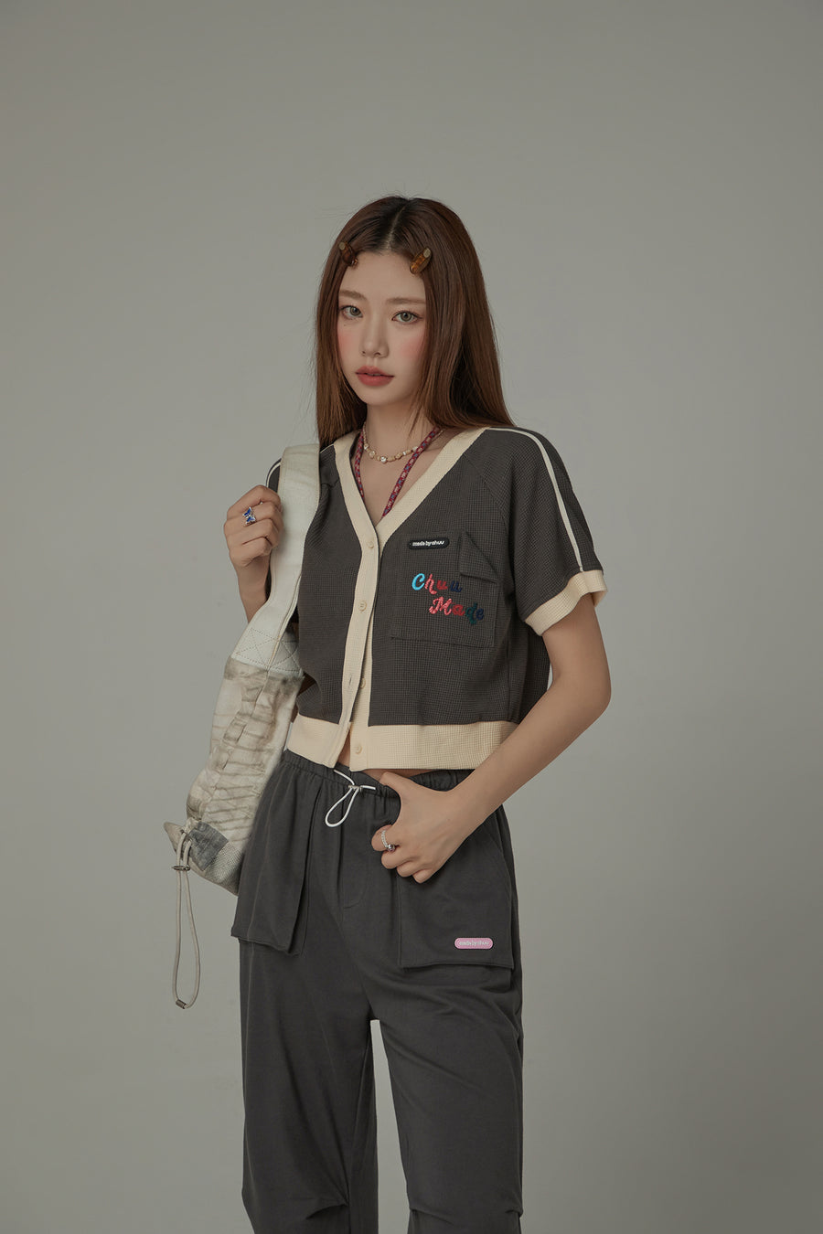 CHUU V-Neck Short Sleeves Button Knit Cardigan