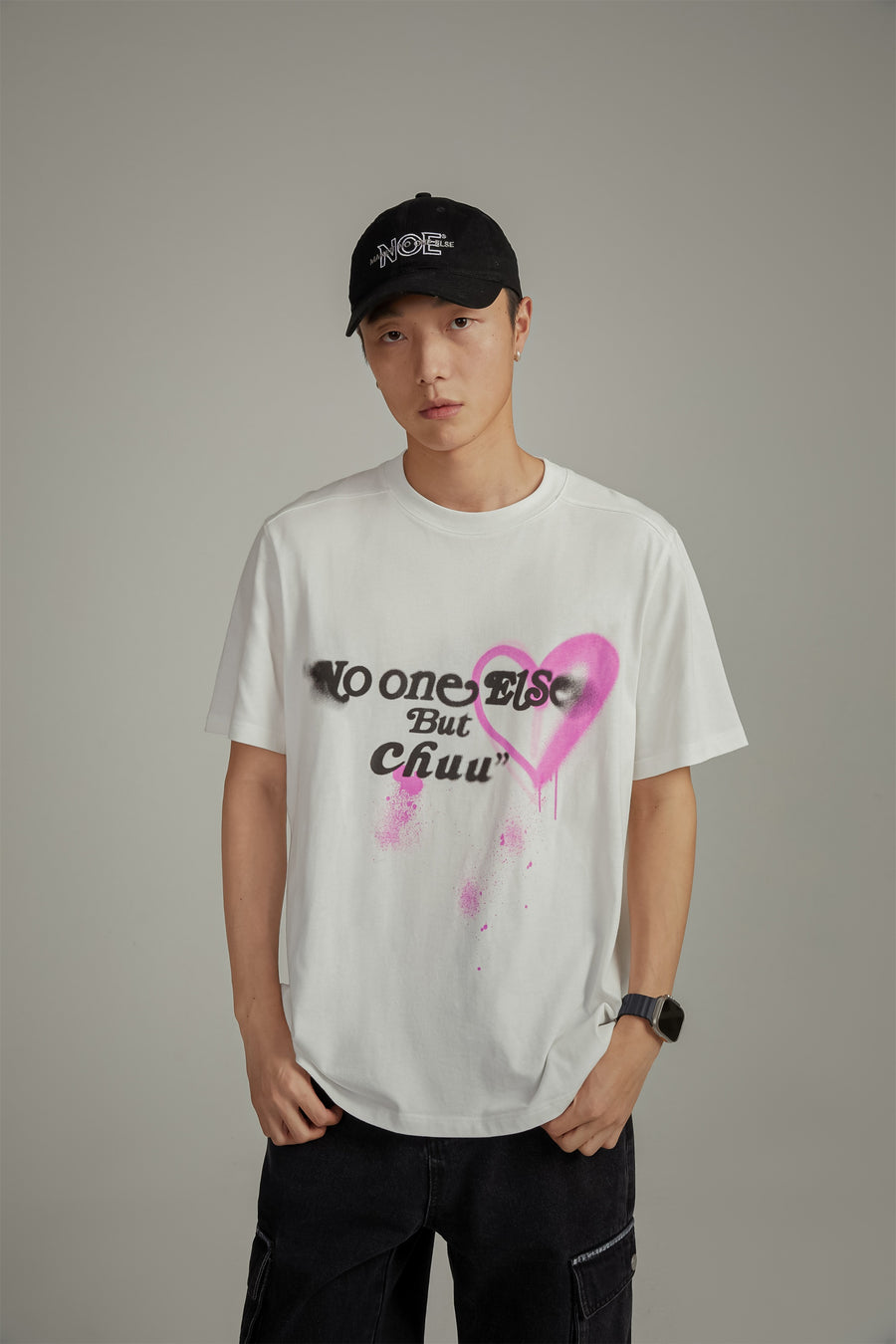 CHUU Collab Logo Heart Lettering T-Shirt