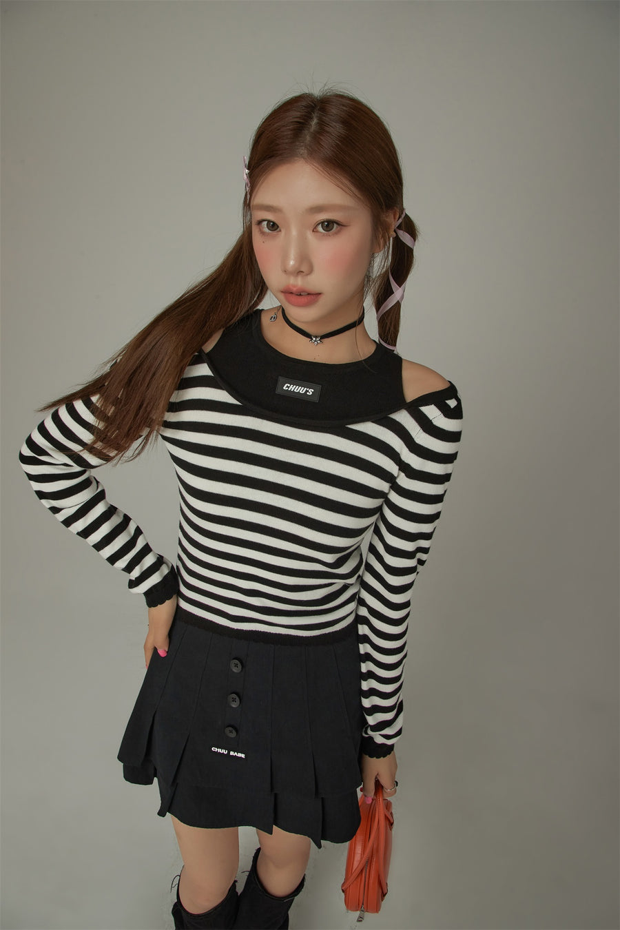 CHUU 2-Layer Stripe Long Sleeves Top