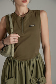 Sleeveless Cargo Pockets Dress