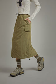 Elastic Waist String Shirring Skirt