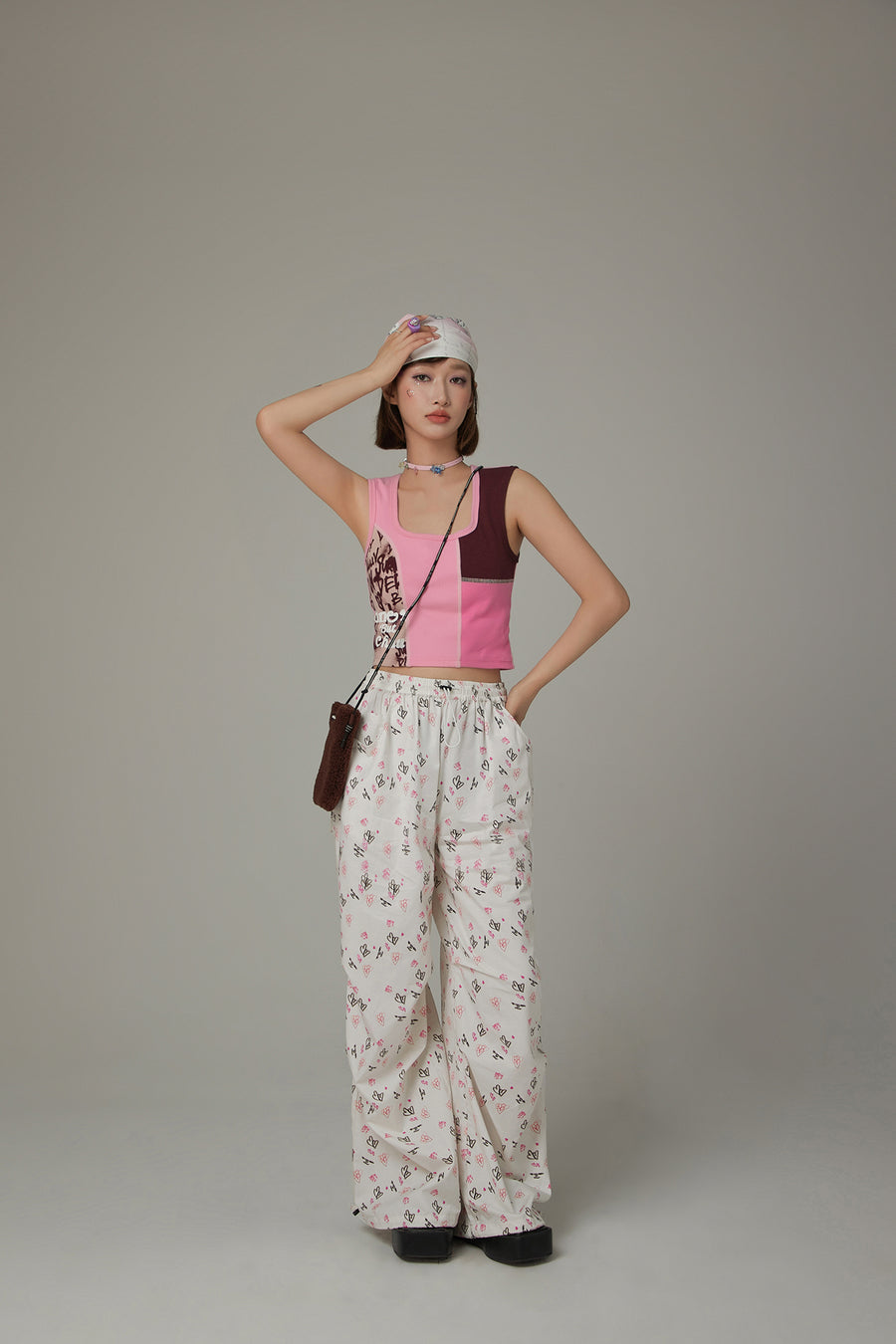 CHUU Heart String Wide Pants