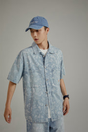 Logo Paisley Loose Fit Denim Shirt