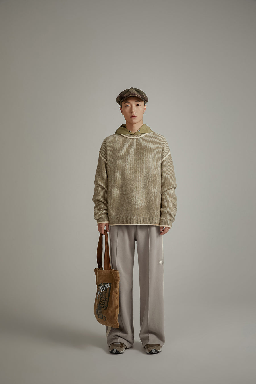 CHUU Line Color Combination Loose Knit Sweater