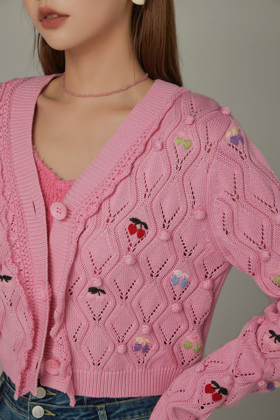 CHUU Cherry Knit Color Cardigan