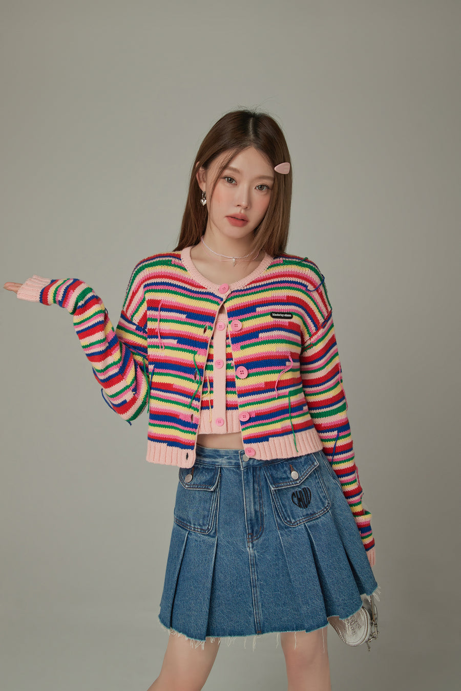 CHUU Rainbow Knit Cardigan