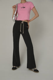 Lace Up Semi Bootcut Casual Pants