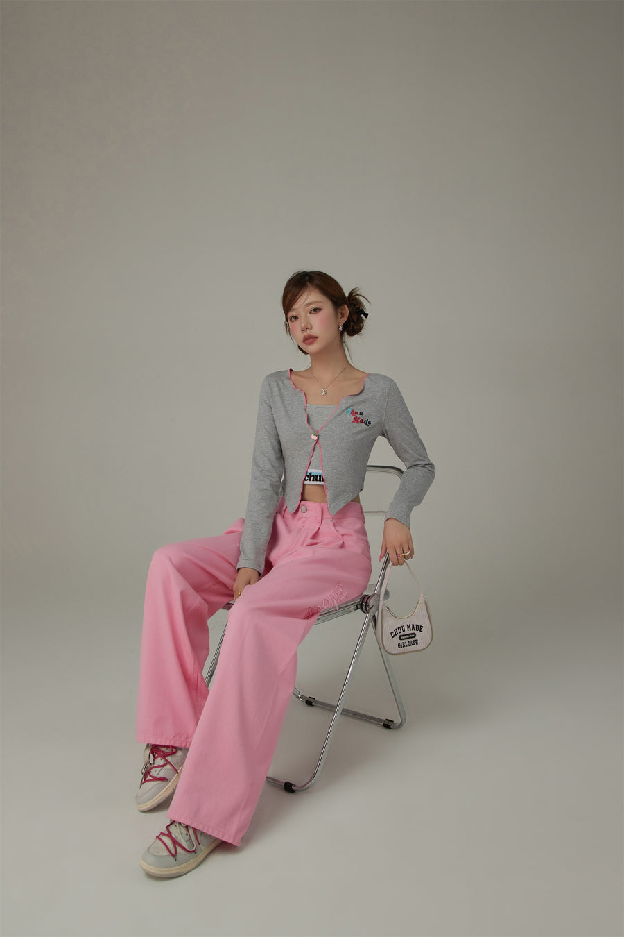 CHUU Logo Long Wide Baggy Color Pants