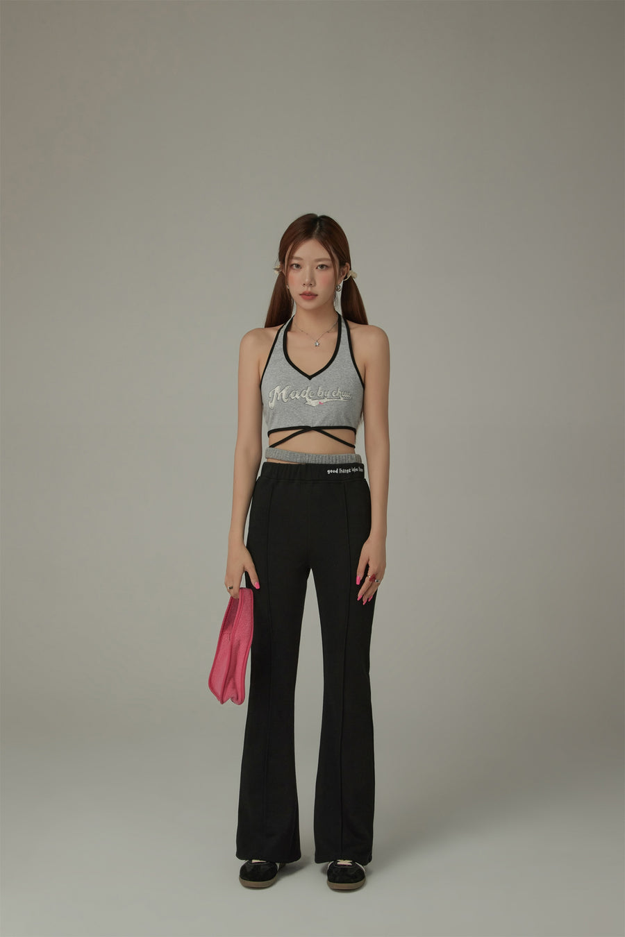 CHUU Waist Slit Casual Bootcut Pants