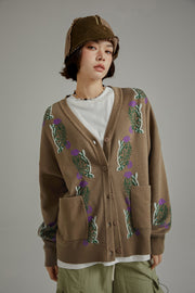 Vintage Flowers Loose-Fit Cardigan