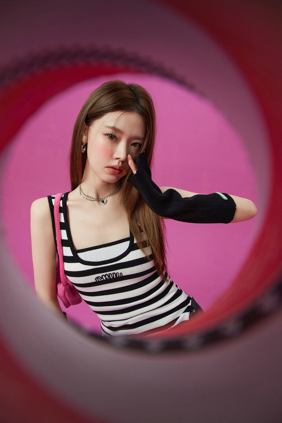 CHUU Striped Knit Sleeveless Top