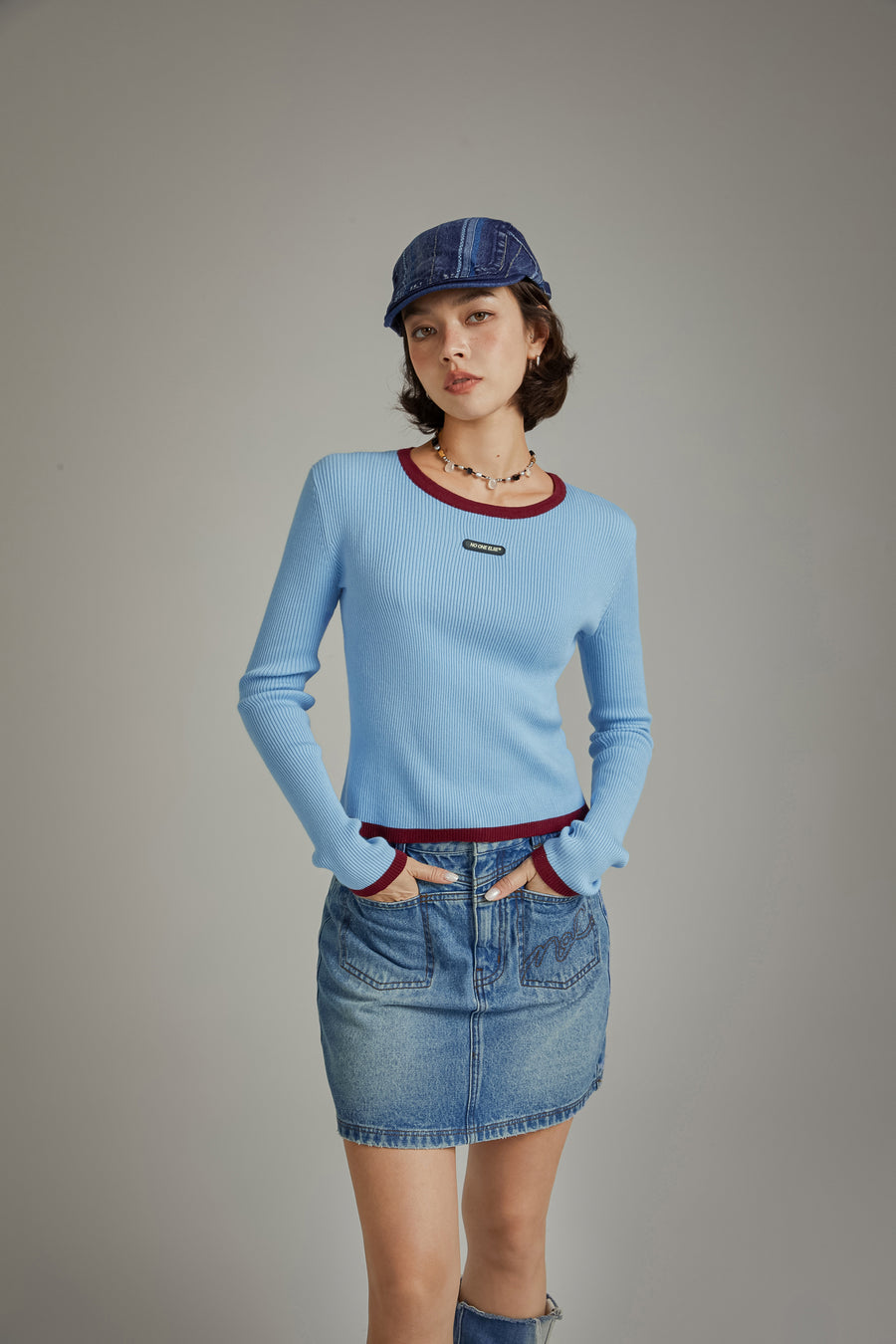 CHUU Line Color Scheme Knit Top