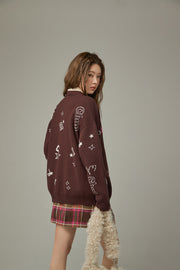 Icons Varsity V-Neck Knit Cardigan