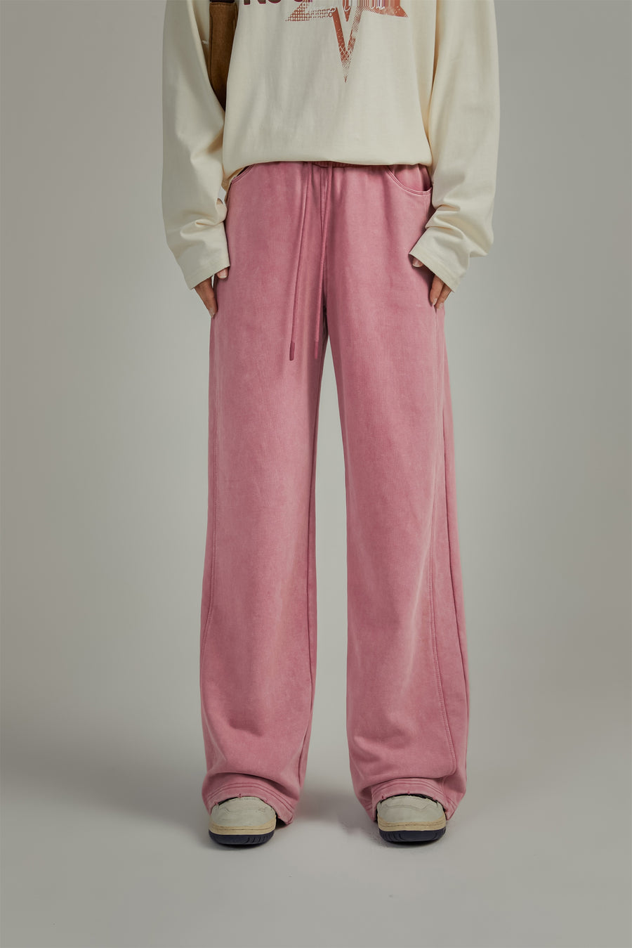 CHUU Simple Wide Casual String Pants