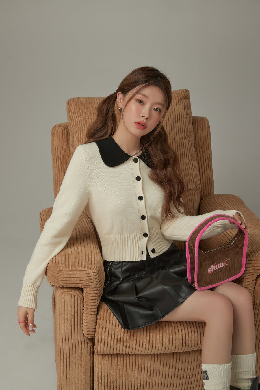 CHUU Color Collar Knit Cardigan