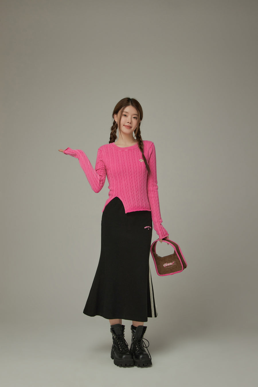 CHUU Logo Embroidery Long Skirt