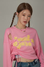 Logo Heart String Crop Sweatshirt