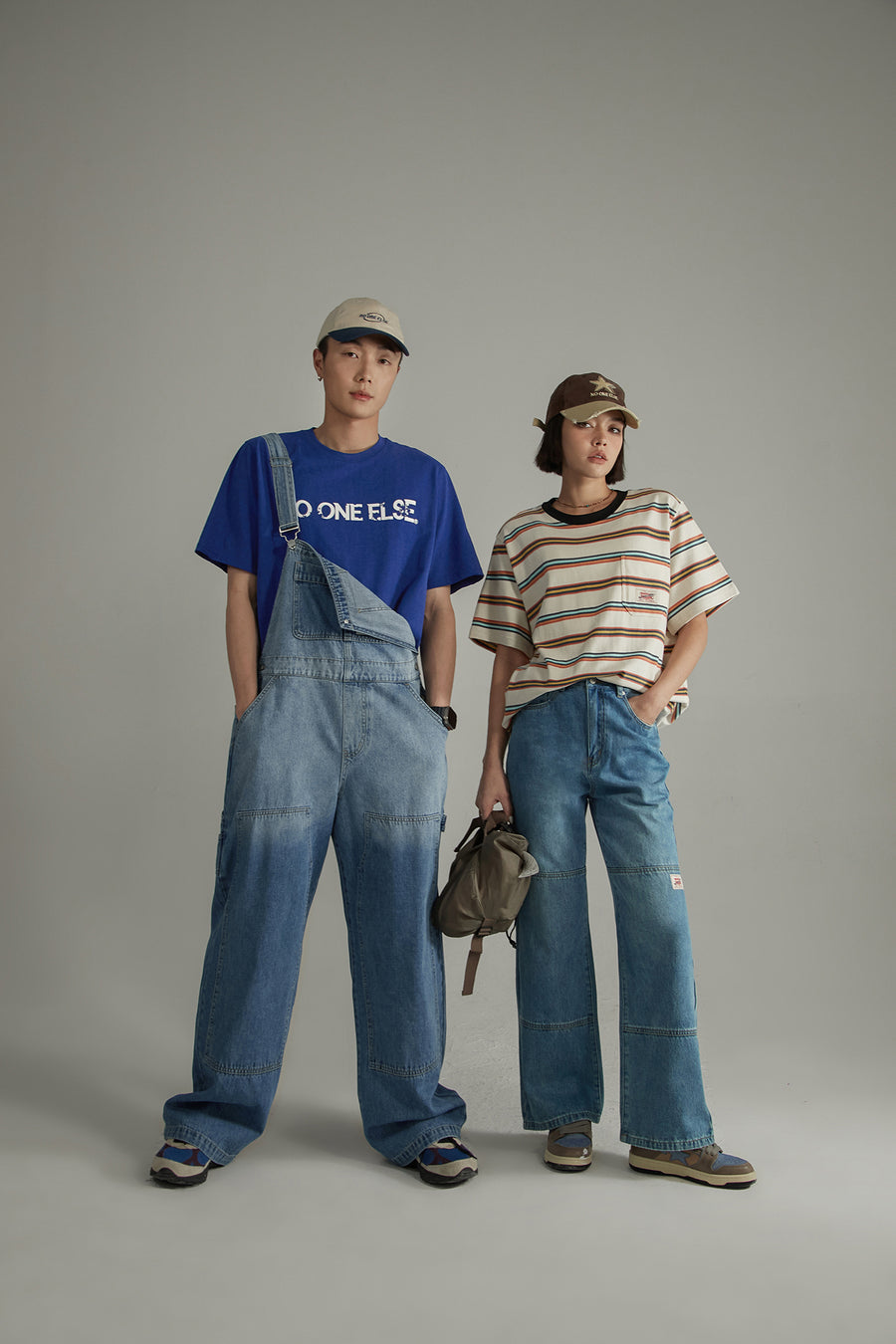 CHUU Washed Denim Suspender Jumpsuit