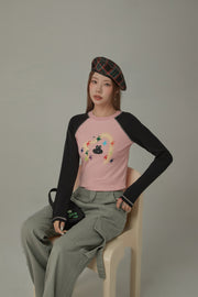 Character Pixel Stars Color Long Sleeve T-Shirt