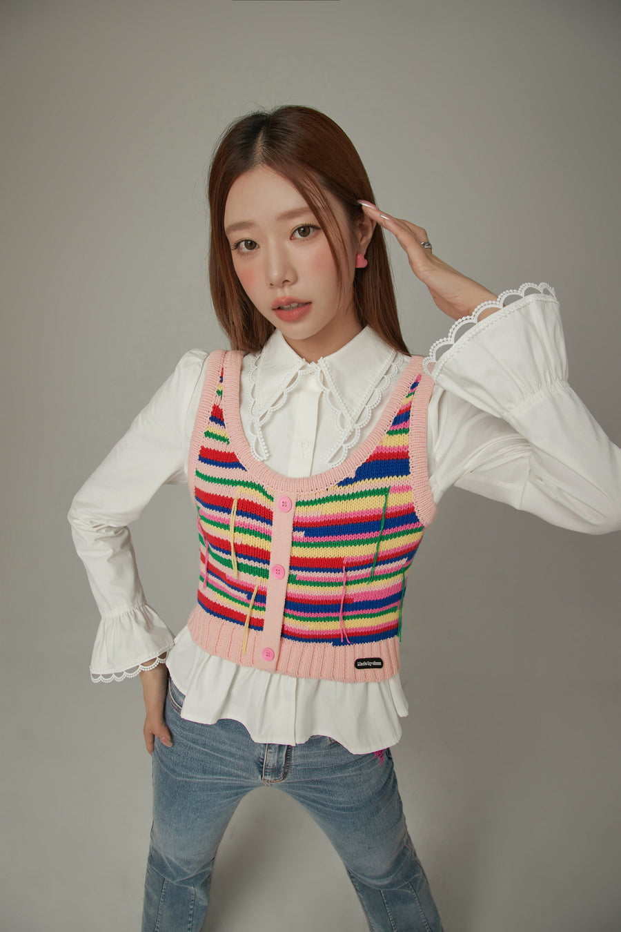 CHUU Rainbow Knit Sleeveless Top