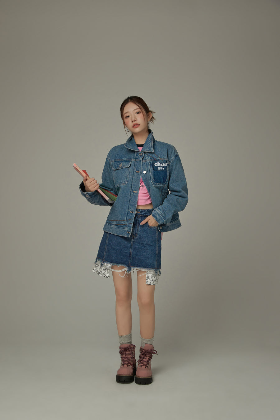 CHUU Logo Denim Loose Fit Jacket