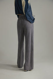 Letter Fully Printed Wide Leg Casual Pants