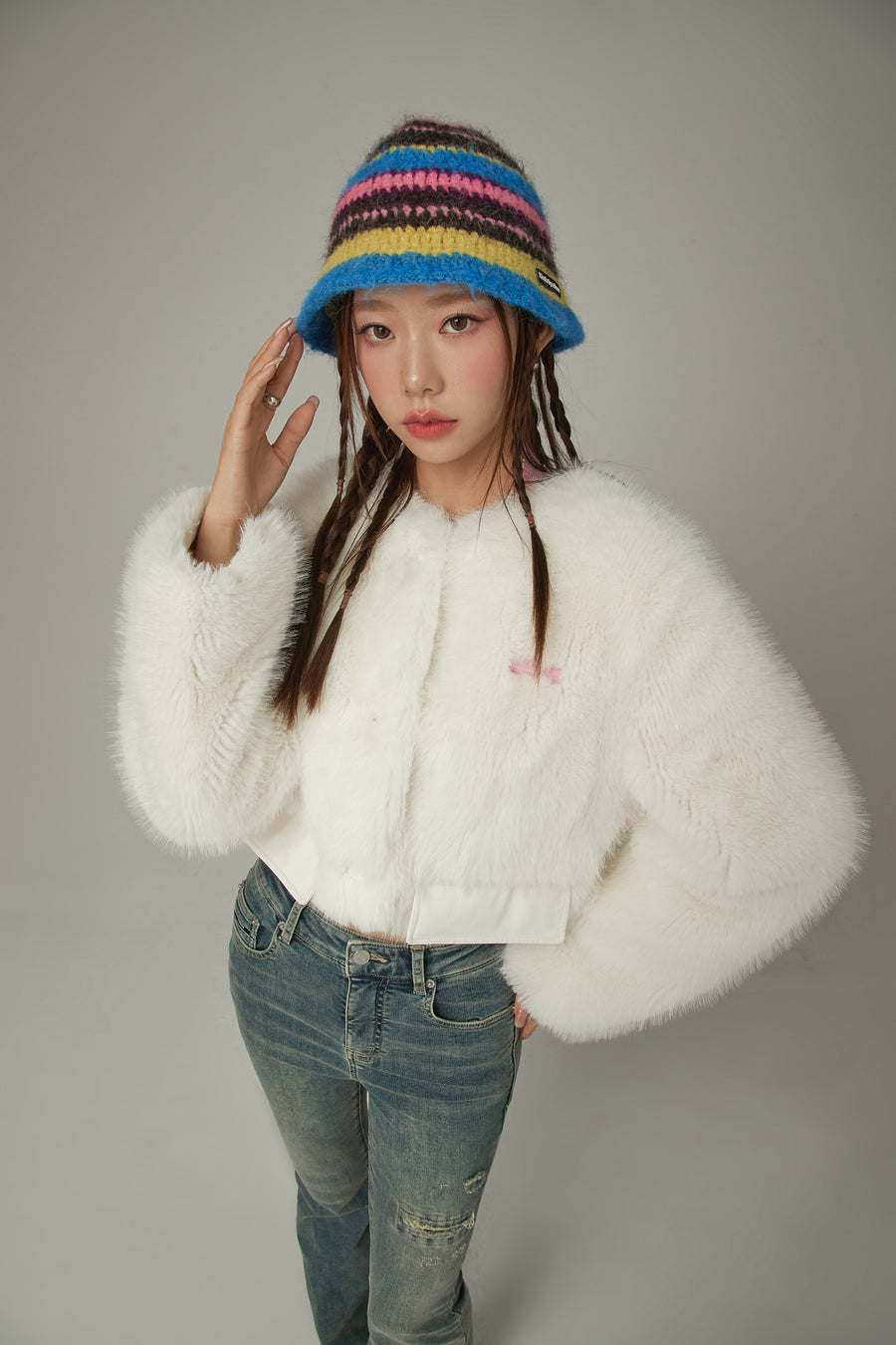 CHUU Faux Fur Crop Jacket