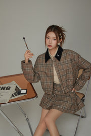 Logo Collar Check Boxy Jacket