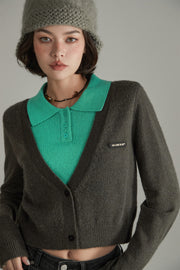 Color Combination Layered Knit Sweater