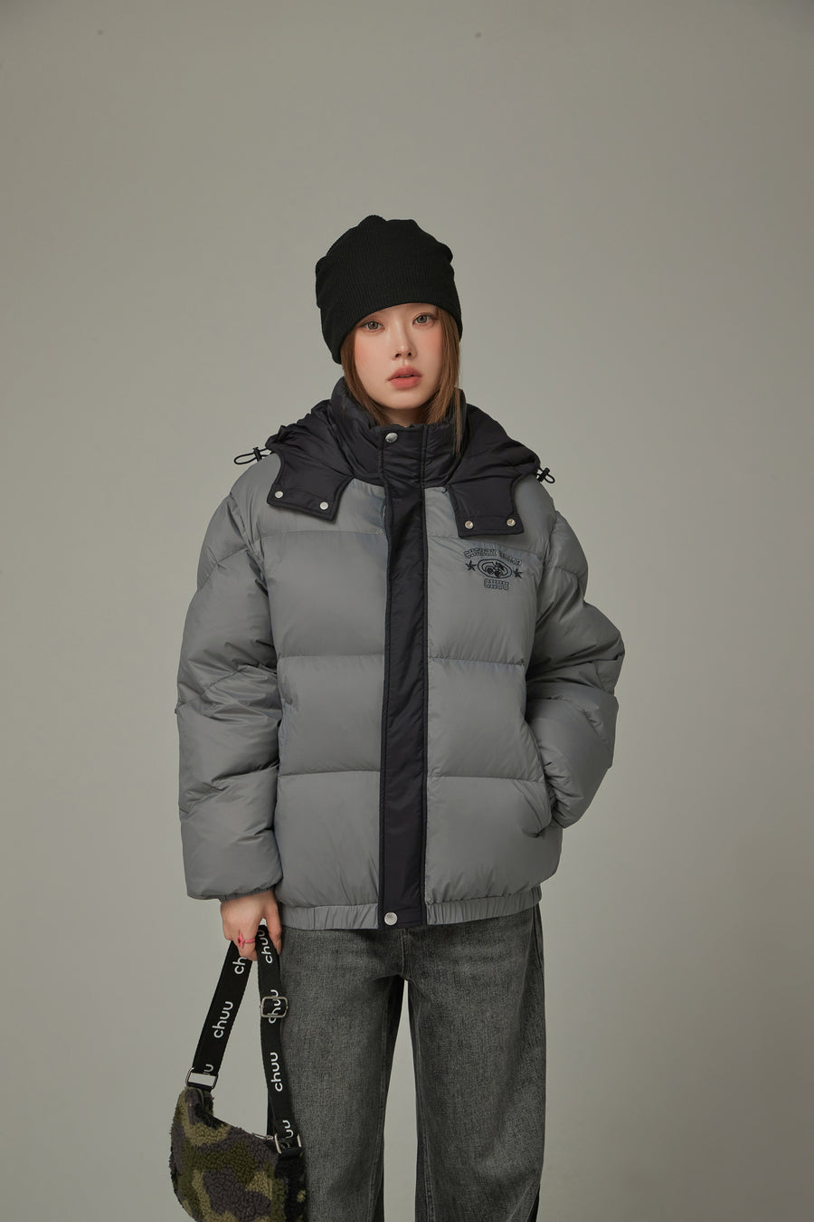 CHUU Color Matching Hooded Padded Jacket